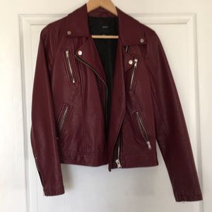 Burgundy Faux Leather Jacket